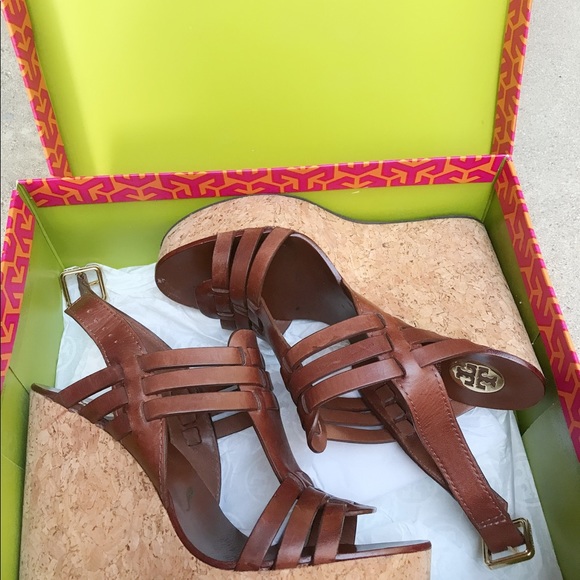 Tory Burch Leslie Cork Wedges in Sienna - Brown - Picture 2 of 8